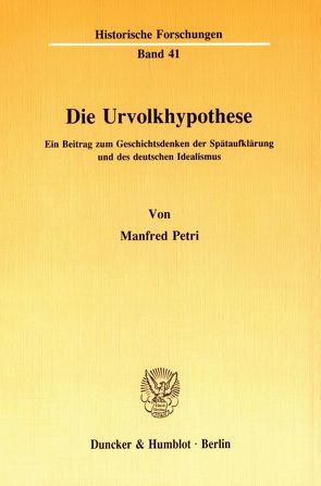 Die Urvolkhypothese. von Petri,  Manfred