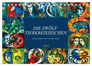 Die zwölf Tierkreiszeichen (Tischkalender 2024 DIN A5 quer), CALVENDO Monatskalender von Löwer,  Sabine