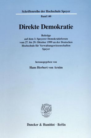 Direkte Demokratie. von Arnim,  Hans Herbert von