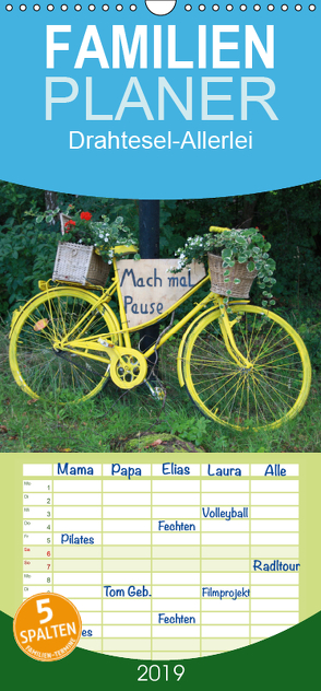 Drahtesel-Allerlei – Familienplaner hoch (Wandkalender 2019 , 21 cm x 45 cm, hoch) von Keller,  Angelika