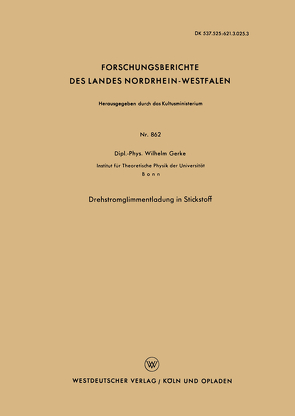 Drehstromglimmentladung in Stickstoff von Gerke,  Wilhelm