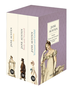 3 Bücher von Jane Austen im Schuber – Emma, Stolz und Vorurteil, Verstand und Gefühl – Reclam von Austen,  Jane, Grawe,  Christian, Grawe,  Ursula