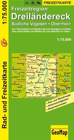 Dreiländereck, Südliche Vogesen, Oberrhein Rad- und Freizeitkarte