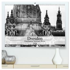 Dresden Faszination Schwarz Weiss (hochwertiger Premium Wandkalender 2024 DIN A2 quer), Kunstdruck in Hochglanz von Meutzner,  Dirk