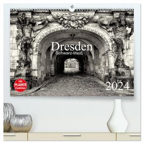 Dresden Schwarz-Weiß (hochwertiger Premium Wandkalender 2024 DIN A2 quer), Kunstdruck in Hochglanz von Meutzner,  Dirk
