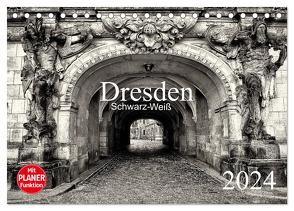 Dresden Schwarz-Weiß (Tischkalender 2024 DIN A5 quer), CALVENDO Monatskalender von Meutzner,  Dirk