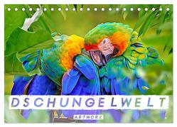 Dschungelwelt – Artwork (Tischkalender 2024 DIN A5 quer), CALVENDO Monatskalender von Brunner-Klaus,  Liselotte