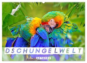 Dschungelwelt – Artwork (Wandkalender 2024 DIN A2 quer), CALVENDO Monatskalender von Brunner-Klaus,  Liselotte