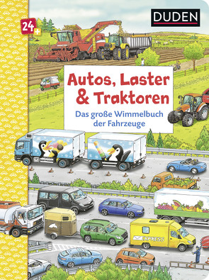 Duden 24+: Autos, Laster & Traktoren: Das große Wimmelbuch der Fahrzeuge von Böwer,  Niklas, Braun,  Christina