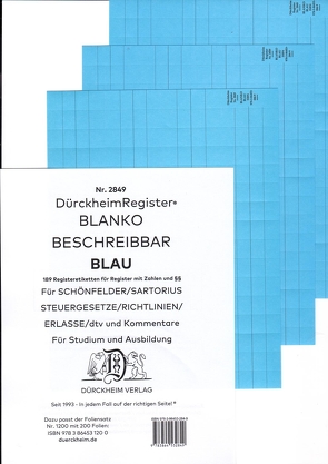 DürckheimRegister® BLANKO-BLAU beschreibbar für Gesetzessammlungen von Dürckheim,  Constantin von