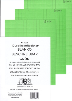DürckheimRegister® BLANKO-GRÜN beschreibbar für deine Gesetze von Dürckheim,  Constantin von
