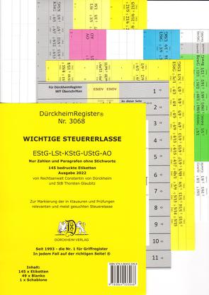 DürckheimRegister® STEUERERLASSE Gesetze und §§, OHNE Stichworte von Dürckheim,  Constantin von, Glaubitz,  Thorsten