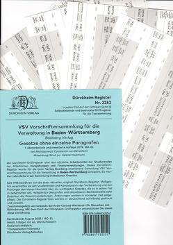 DürckheimRegister® VSV BADEN-WÜRTTEMBERG, für BOORBERG Verlag von Dürckheim,  Constantin, Heckmann,  Helena