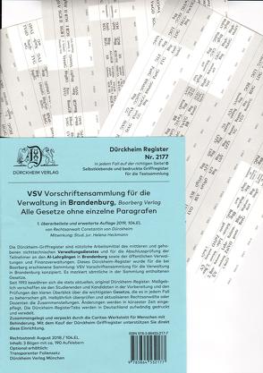 DürckheimRegister® VSV BRANDENBURG, BOORBERG Verlag von Dürckheim,  Constantin, Heckmann,  Helena