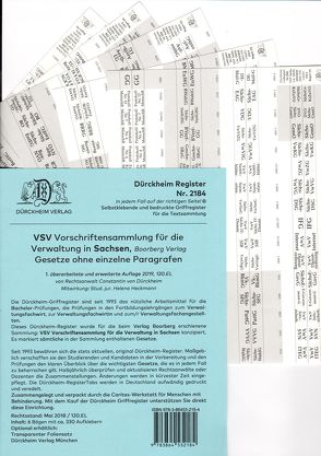 DürckheimRegister® VSV SACHSEN, BOORBERG Verlag von Dürckheim,  Constantin, Heckmann,  Helena