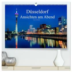 Düsseldorf – Ansichten am Abend (hochwertiger Premium Wandkalender 2024 DIN A2 quer), Kunstdruck in Hochglanz von Hoffmann,  Klaus