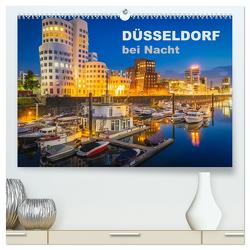 Düsseldorf bei Nacht (hochwertiger Premium Wandkalender 2024 DIN A2 quer), Kunstdruck in Hochglanz von Abel,  Roland
