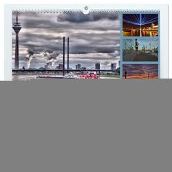 Düsseldorf – Lebendige Perspektiven des Rheinturmes (hochwertiger Premium Wandkalender 2024 DIN A2 quer), Kunstdruck in Hochglanz von Hackstein,  Bettina