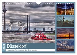Düsseldorf – Lebendige Perspektiven des Rheinturmes (Wandkalender 2024 DIN A4 quer), CALVENDO Monatskalender von Hackstein,  Bettina