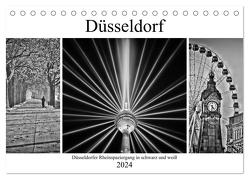 Düsseldorfer Rheinspaziergang in schwarz und weiß (Tischkalender 2024 DIN A5 quer), CALVENDO Monatskalender von Hackstein,  Bettina