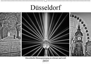 Düsseldorfer Rheinspaziergang in schwarz und weiß (Wandkalender 2019 DIN A2 quer) von Hackstein,  Bettina