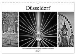 Düsseldorfer Rheinspaziergang in schwarz und weiß (Wandkalender 2024 DIN A3 quer), CALVENDO Monatskalender von Hackstein,  Bettina