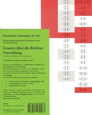 Berliner Verwaltung, Dürckheim-Griffregister Nr. 463 von Schnapp,  Daniel