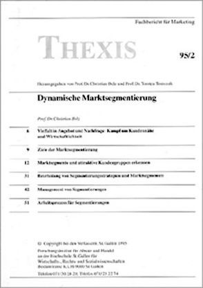 Dynamische Marktsegmentierung von Belz,  Christian, Toczak,  Torsten