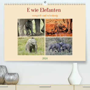 E wie Elefanten – verspielt und schnüssig (hochwertiger Premium Wandkalender 2024 DIN A2 quer), Kunstdruck in Hochglanz von Michel,  Susan