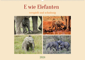 E wie Elefanten – verspielt und schnüssig (Wandkalender 2024 DIN A2 quer) von Michel,  Susan