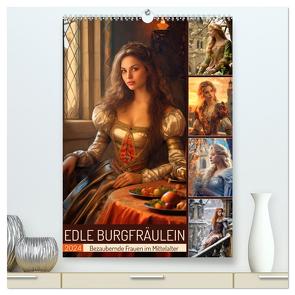 Edle Burgfräulein (hochwertiger Premium Wandkalender 2024 DIN A2 hoch), Kunstdruck in Hochglanz von Löwer,  Sabine