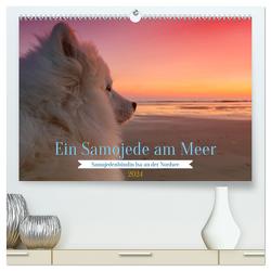 Ein Samojede am Meer (hochwertiger Premium Wandkalender 2024 DIN A2 quer), Kunstdruck in Hochglanz von Valentino,  Bo