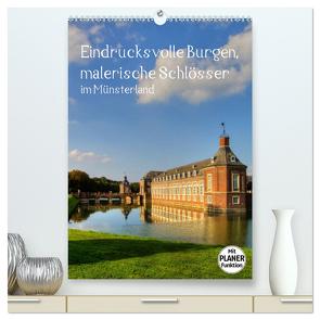 Eindrucksvolle Burgen, malerische Schlösser im Münsterland (hochwertiger Premium Wandkalender 2024 DIN A2 hoch), Kunstdruck in Hochglanz von Michalzik,  Paul