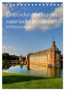 Eindrucksvolle Burgen, malerische Schlösser im Münsterland (Tischkalender 2024 DIN A5 hoch), CALVENDO Monatskalender von Michalzik,  Paul