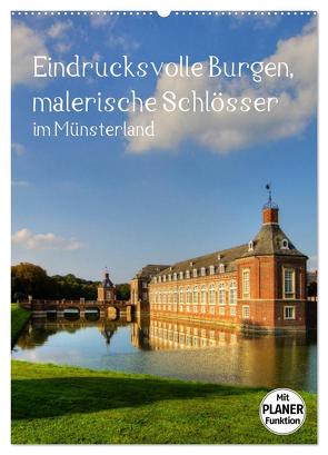 Eindrucksvolle Burgen, malerische Schlösser im Münsterland (Wandkalender 2024 DIN A2 hoch), CALVENDO Monatskalender von Michalzik,  Paul