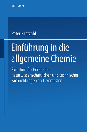 Einführung in die allgemeine Chemie von Paetzold,  Peter