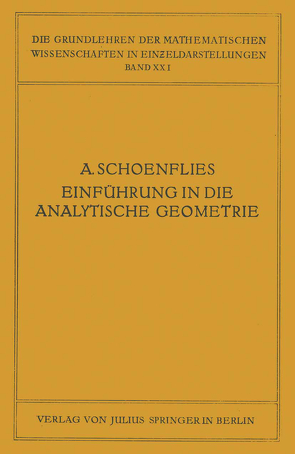 Einführung in die Analytische Geometrie der Ebene und des Raumes von Courant,  R., Schoenflies,  A.