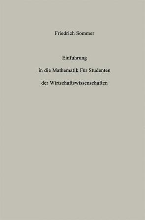 Einführung in die Mathematik von Sommer,  Friedrich
