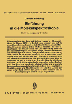 Einführung in die Molekülspektroskopie von Brügel,  W., Herzberg,  Gerhard