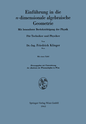Einführung in die n-dimensionale algebraische Geometrie von Klinger,  Fiedrich