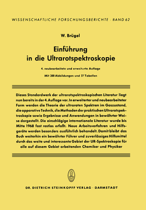Einführung in die Ultrarotspektroskopie von Brügel,  W.