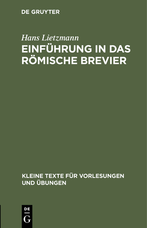 Einführung in das römische Brevier von Lietzmann,  Hans
