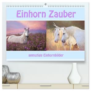 Einhorn Zauber – anmutige Einhornbilder (hochwertiger Premium Wandkalender 2024 DIN A2 quer), Kunstdruck in Hochglanz von Brunner-Klaus,  Liselotte