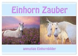Einhorn Zauber – anmutige Einhornbilder (Wandkalender 2024 DIN A2 quer), CALVENDO Monatskalender von Brunner-Klaus,  Liselotte