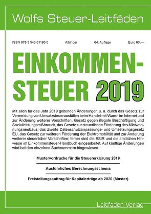Einkommensteuer für 2019 von Albinger,  Bert