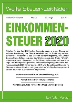 Einkommensteuer für 2020 von Albinger,  Bert