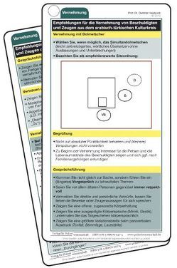 Einsatzkarte – Empfehlungen für die Vernehmung von Beschuldigten und Zeugen aus dem arabisch-türkischen Kulturkreis von Heubrock,  Dietmar