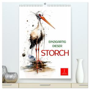 Einzigartig – dieser Storch (hochwertiger Premium Wandkalender 2024 DIN A2 hoch), Kunstdruck in Hochglanz von Roder,  Peter