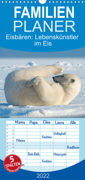 Familienplaner Eisbären: Lebenskünstler im Eis (Wandkalender 2022 , 21 cm x 45 cm, hoch) von CALVENDO