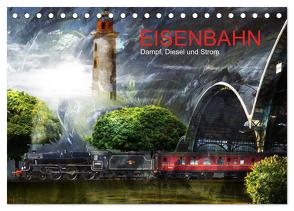 EISENBAHN – Dampf, Diesel und Strom (Tischkalender 2024 DIN A5 quer), CALVENDO Monatskalender von Fischer,  Harald
